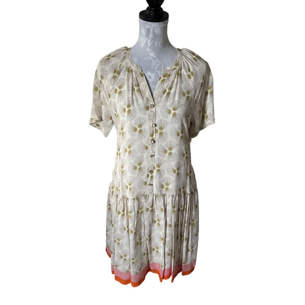 Spartina 449 Floral Daisy Print Dress Short Sleeve With Pockets Small Boho